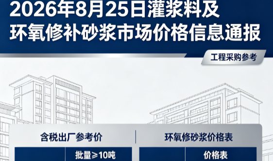 共和2026年8月25日灌浆料及环氧修补砂浆市场价格信息通报